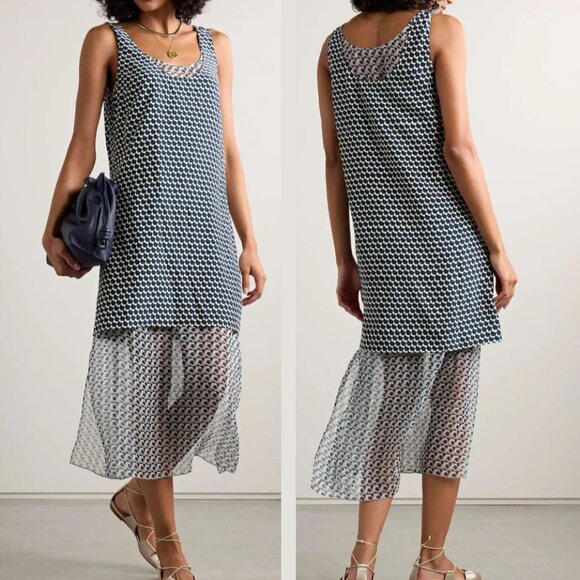 La Ligne Silk Midi Dress with Chiffon Layer - NEW - Picture 10 of 10